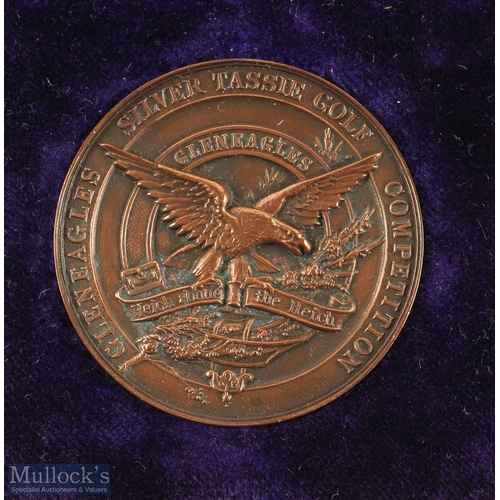 460 - Gleneagles Silver Tassie Golf Competition bronze medal the obverse with embossed Eagle, blank to the... 