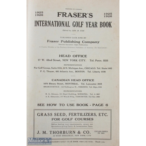 463 - Rare 1925/26 Fraser's International Golf Year Book - Publ'd New York City - original red and gilt cl... 