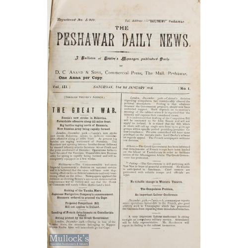 344 - Rare 1916 bound volume of The Peshawar Daily News Papers (Pakistan) - from Saturday January 1st Vol.... 