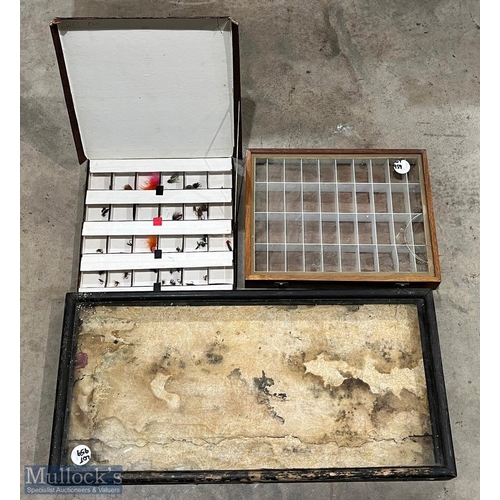 Fishing Tackle Fly Display Cases, 2 wooden period shop display from Sweets Tackle Shop Usk,