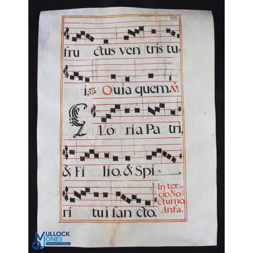 664 - Impressive large handwritten Vellum Manuscript from an Important Choir Book or Hymnal c1540, the mot... 