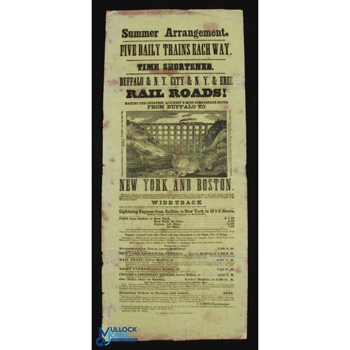 667 - Fine Early Historic American Railway Poster 1853 - New York, Buffalo & Erie Railroad 1853. Has fine ... 