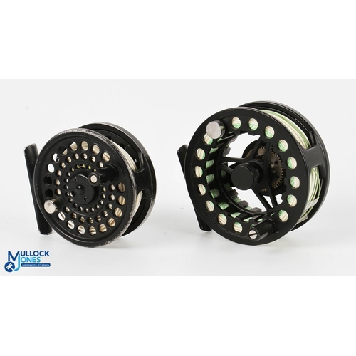 1081 - Greys GX300 4/5/6 fly reel in black with counter balance weight together with another Greys G2 fly r... 