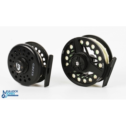 1081 - Greys GX300 4/5/6 fly reel in black with counter balance weight together with another Greys G2 fly r... 