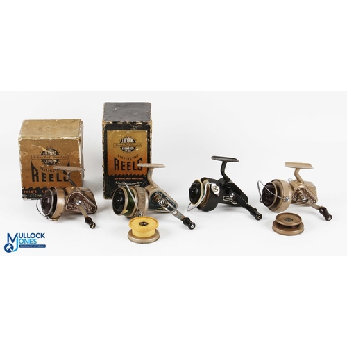 1085 - 3x J W Young Ambidex Casting Reels features a Mark Six with maker's card box, a Youngs Ambidex No1 c... 