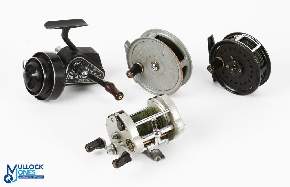 J W Young Reels (3) to incl The Ambidex Casting Reel with half bail arm, in  black finish, a Youngs C