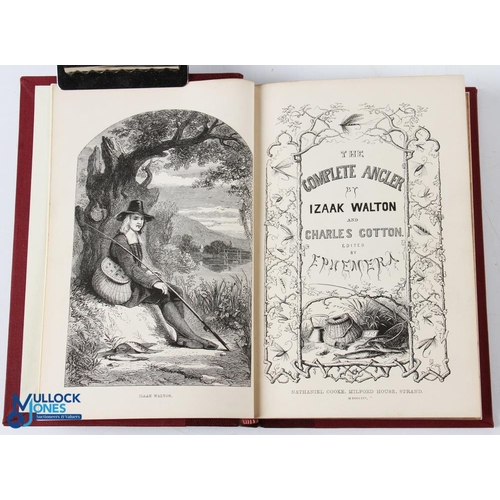 203 - 1854 Complete Angler Izaak Walton Charles Cotton Illustrated Edited Ephemera, a rebound quarter red ... 