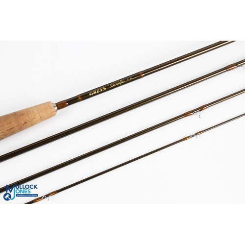 46 - Grey's Streamflex carbon brook fly rod 8ft 4pc line 4#, alloy double uplocking reel seat and collars... 