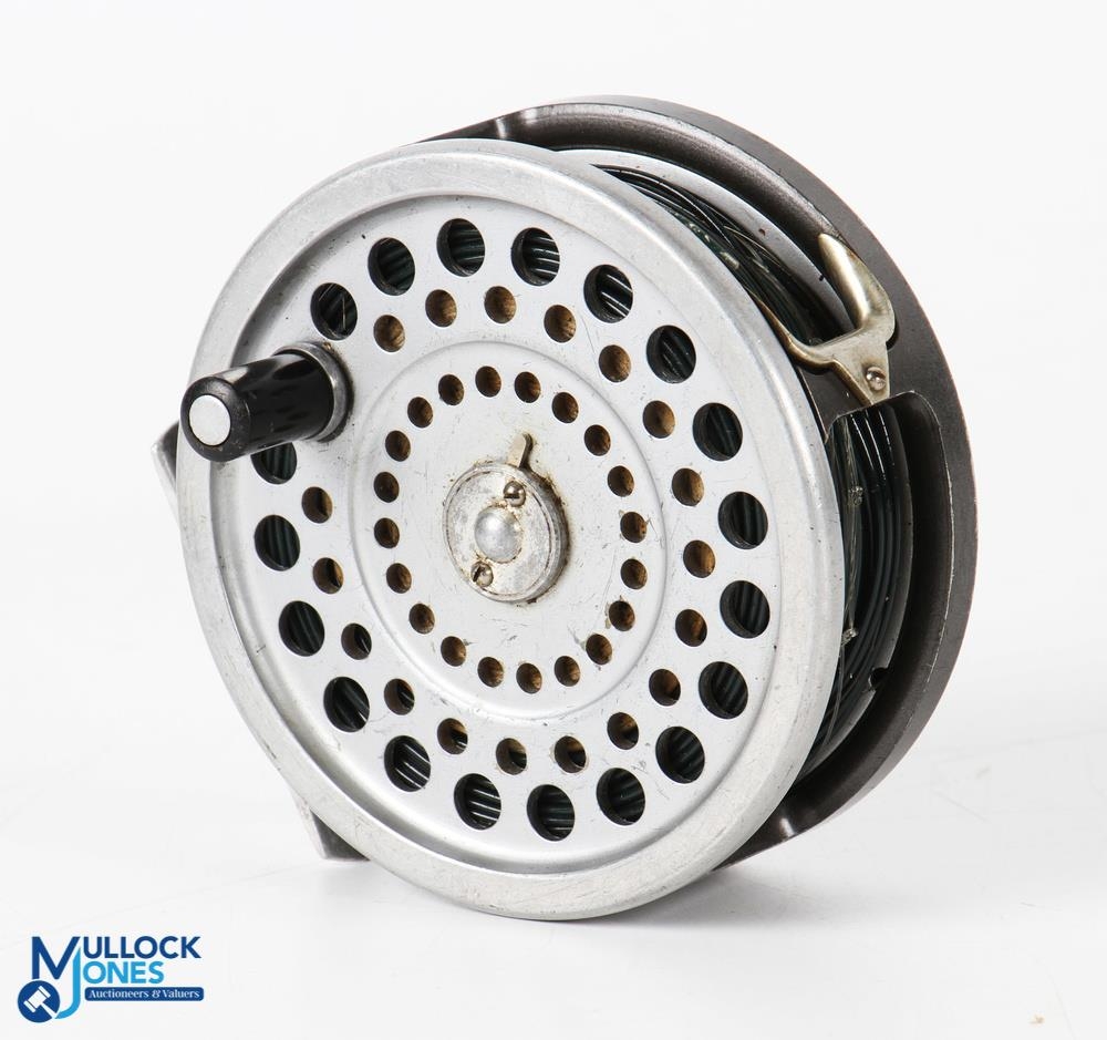 Hardy Bros Marquis Salmon No 1 alloy fly reel - 3 7/8 spool, 2 screw  latch with black handle, rea