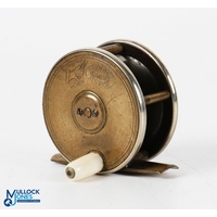 Hardy 2.5 brass and ebonite trout fly reel c1890, tapered horn