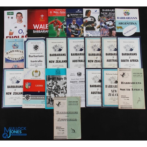 102 - Bumper Barbarians Bundle: Rugby Programmes (22): v Australia 1948, 58, 67, 76, 84, 88 & 2001; S Afri... 