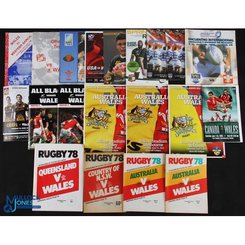 103 - Wales Overseas Rugby Programmes (20): Great spread: in Australia, both tests, scarce NSW Country XV ... 