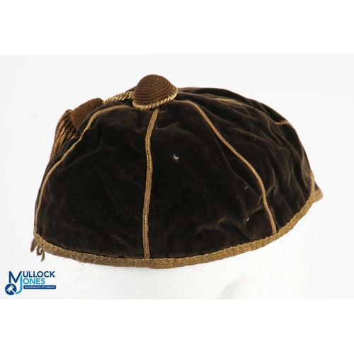 112 - Tonbridge RFC (Kent) Rugby Honours Cap: Brown cap made by Christy's, with gold braid and 1919-20, 20... 