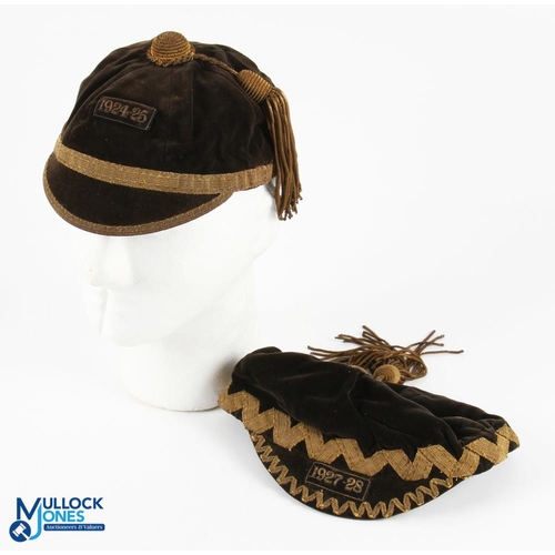 113 - Tonbridge RFC (Kent) Rugby Honours Caps (2): Pair of interesting caps from that club, brown: one pla... 