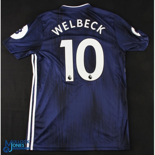 1145 - Danny Welbeck No 10 Watford 2019/20 away match issue football shirt - in blue, Adidas / Sportsbet, P... 