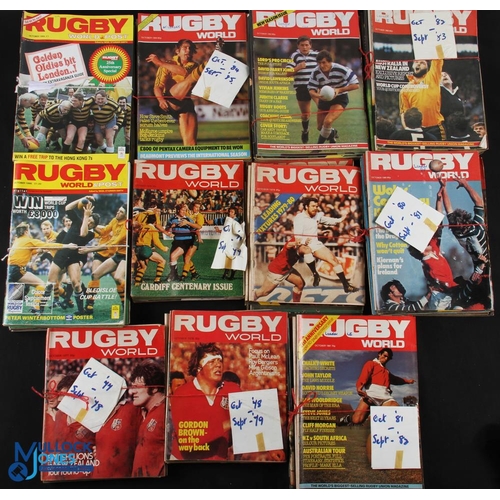 119 - 1976-1987 Rugby World Magazines: In two boxes, almost every copy over 11 volumes, just 2 missing bet... 