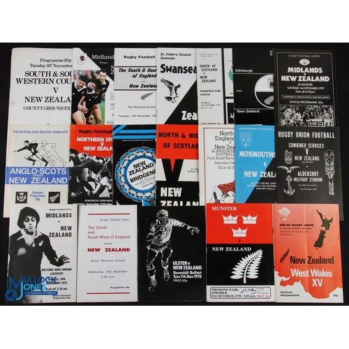 61 - NZ in the British Isles 1978-93 Rugby Programmes (19): 1978 v W Wales, Munster, Ulster, S/SW Eng, Mi... 