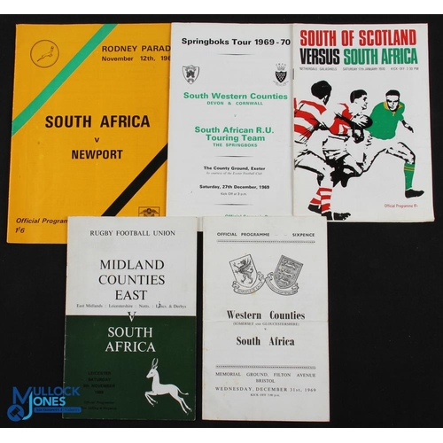 62 - S Africa in the British Isles 1969-70 Rugby Programmes (5): v Midland Cos. East, Newport (lost), SW ... 
