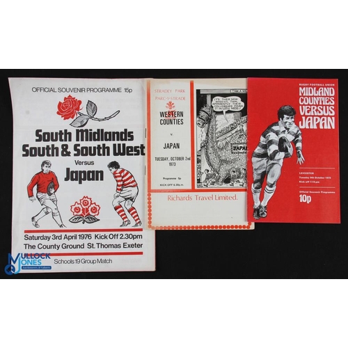 68 - Japan in the British Isles Rugby Programmes (3): v Western Counties of Wales, Midland Counties and S... 