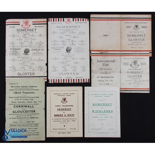 73 - Rare 1922-55 County Championship Rugby Programmes (6): Somerset v Gloucestershire 1922, 1926 (both f... 
