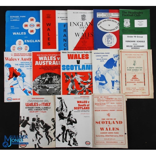 82 - Welsh Age-Group Rugby Programme Miscellany (13): '15 group': Wales v S of Scotland 1959 & 75; v Ital... 
