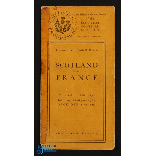 86 - Scarce 1921 Scotland v France Rugby Programme: The first post WW1 French visit, less often found, 10... 