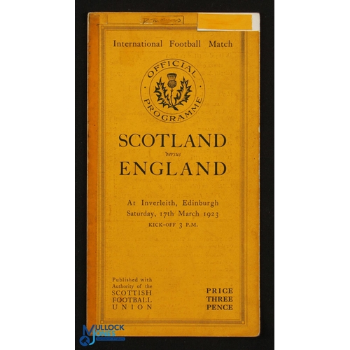 90 - Scarce 1923 Scotland v England Rugby Programme: Rare slight change in the very traditional Scottish ... 