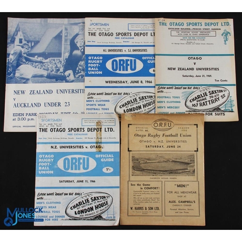 95 - NZ Universities Rugby Programmes (5): v Otago 1950, 1966 & 1969, v Auckland U-23s 1973, and N Island... 