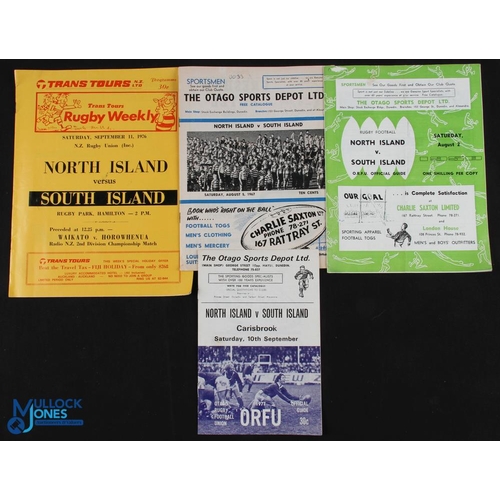 96 - NZ: N Island v S Island Rugby Programmes (4): Issues from Dunedin 1958, 1967 & 1977, and from Hamilt... 