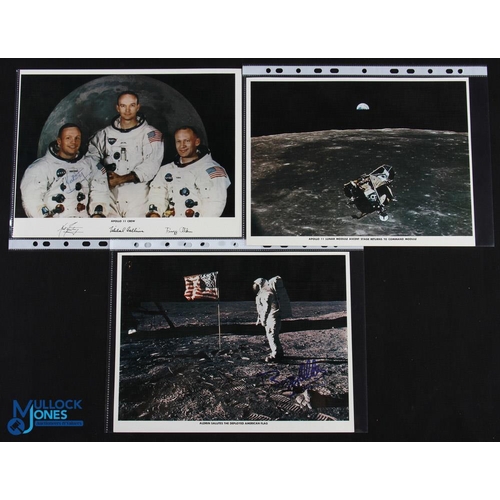 1002 - Space - Autograph - Apollo 11 - Neil Armstrong, Michael Collins and Buzz Aldrin Photographs (3) feat... 