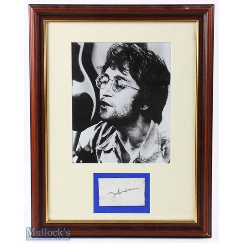 1011 - Autograph - Original John Lennon The Beatles Signature Sold at Live Aid c1985 - underneath B/W photo... 