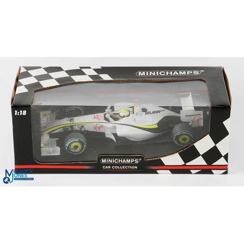 102 - Jenson Button Championship Year 2009 Brawn GP 001 1:18 Minichamps Diecast Model 150 090122 - winner ... 