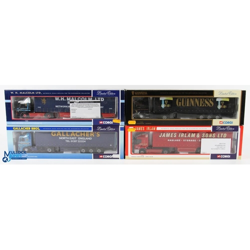 126 - Corgi 1/50 Scale Lorries (4) - 75806 MAN curtainside W H Malcolm Transport ltd, 75803 MAN curtainsid... 