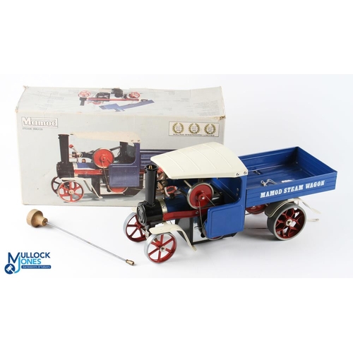 13 - Mamod Live Steam Wagon SW1 Blue in original box, light used complete condition, the box has some wea... 