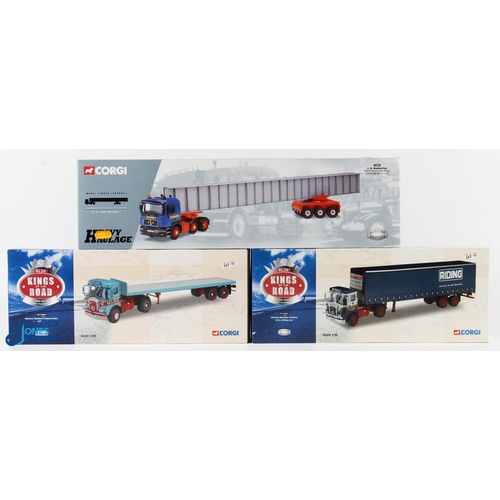 143 - 3x Boxed Corgi Lorries Diecasts - Heavy Haulage 76802 I R Dunkerley MAN tractor unit, bogie and brid... 