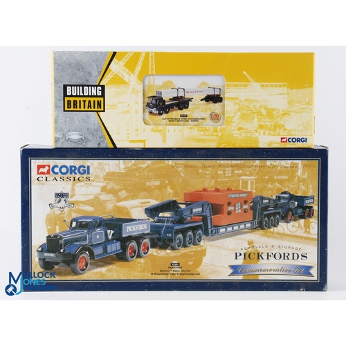 152 - 2x Corgi Diecasts Boxed Lorry Sets - 55201 Pickfords Diamond T Ballast (x2) with 24 wheel girder tra... 