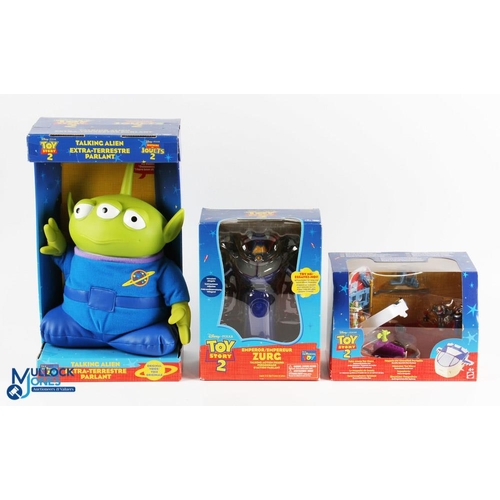 162 - Toy Story 2 Thinkway Toys Talking Emperor Zurg, Talking Alien, Mattel take along toy store, all seal... 