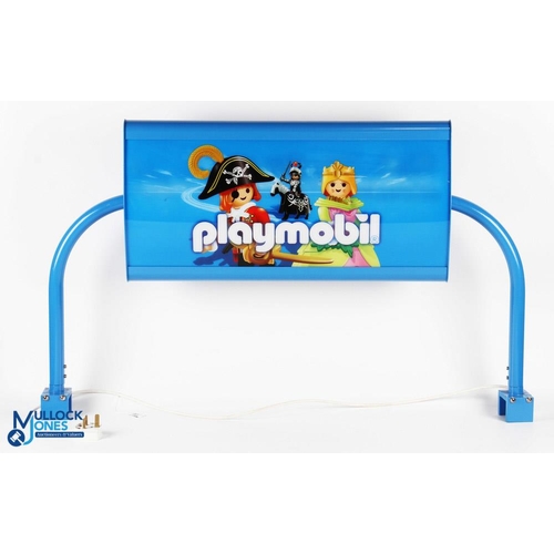 166 - Playmobil Shop Display Light-up Sign with tubular metal supports, working order, total length 98cm, ... 