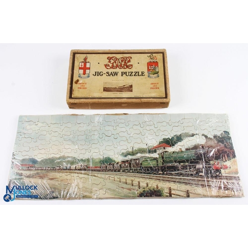 169 - GWR Wooden Jig-Saw Puzzle Freight Train, 150+ pieces all complete and original box G