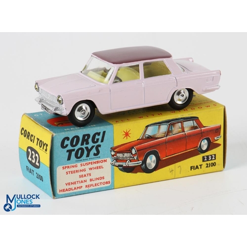 201 - Fiat 2100 by Corgi Toys, 232. Very light used condition - boxed lilac body with mauve roof v light u... 