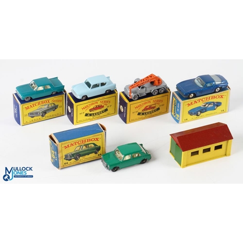 224 - Matchbox Lesney Series Cars, to include No3 garage, No.7 Ford Anglia - grey wheels, Ford Zephyr 111 ... 