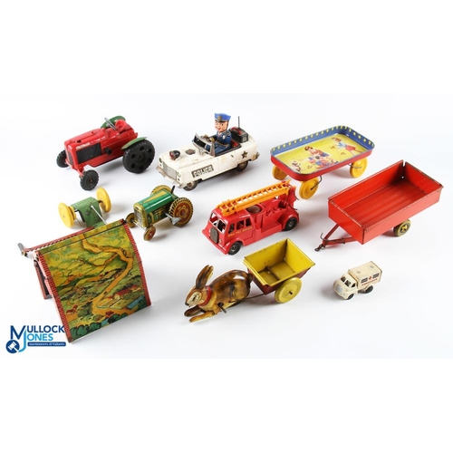 256 - Period Tinplate Clockwork & Frictions Vehicles, a collection of well used toys with noted items Met ... 