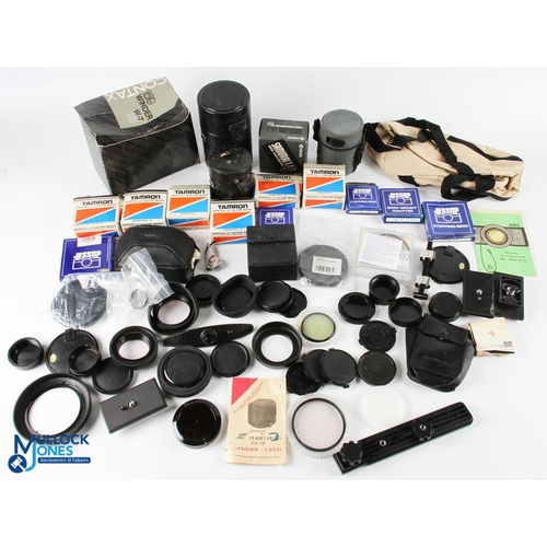 288 - Camera Accessories, a mixed lot of lens caps, filters, mounts by Tamron to fit Contax and Praktica c... 