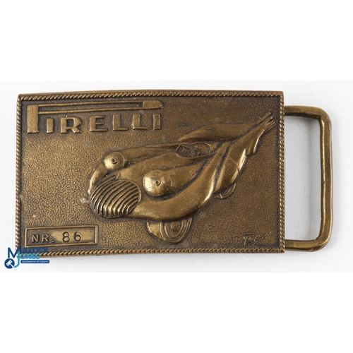 375 - Salvador Dali Pirelli Brass Belt Buckle, No. 86 marked made in Italy