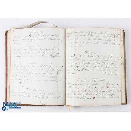 389 - 1840-1867 Handwritten Recipe Cookery Book, leather bound notbook, 64 pages of recipes and medicines,... 