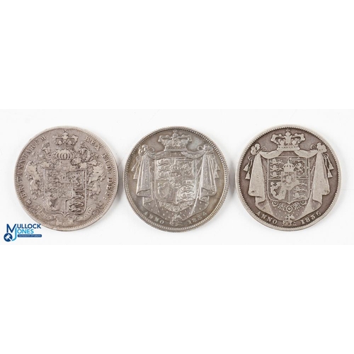 410 - George IV / William IIII Silver Half Crown Coins (3) - 1825, 1834 in F/VF condition and 1835 (3)