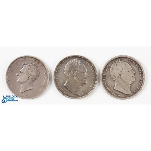 410 - George IV / William IIII Silver Half Crown Coins (3) - 1825, 1834 in F/VF condition and 1835 (3)