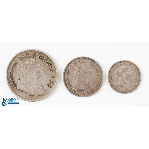 415 - George III Silver Bank Tokens (3) - 1812 3 shillings and 1 shilling 6d coins, with Bank token 10 pen... 