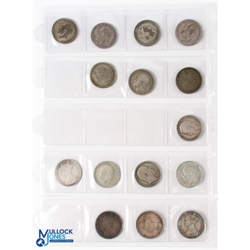 418 - Victoria to George V Silver Coins (44) - including 29 shillings dating between 1883 and 1935, 9x Geo... 