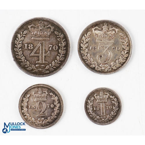 421 - Victoria 1870 Silver Mundy Set set of 4 coins from 1 penny to 4 pence, all appear F/VF